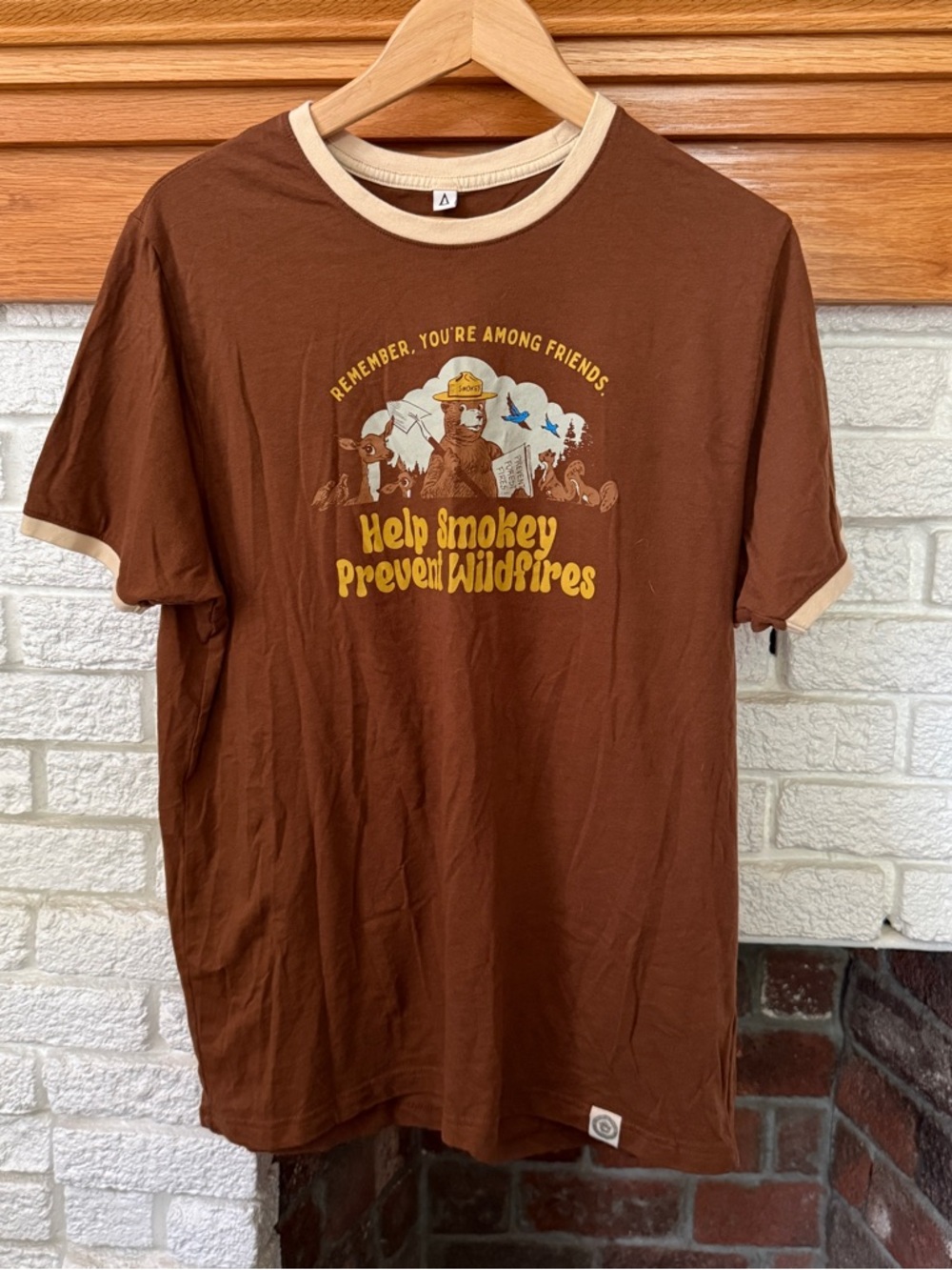 Smokey Bear 'Help Smokey Prevent Wildfires' Brown Ringer T-Shirt